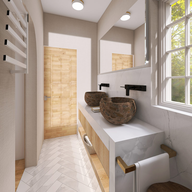 baño principal con dos lavabos dormitorio elegancia natural