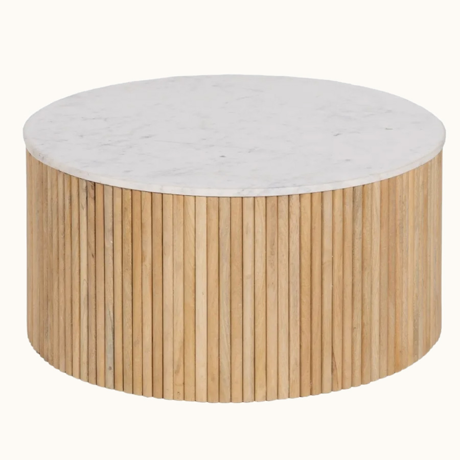 mesa madera redondeada round marble